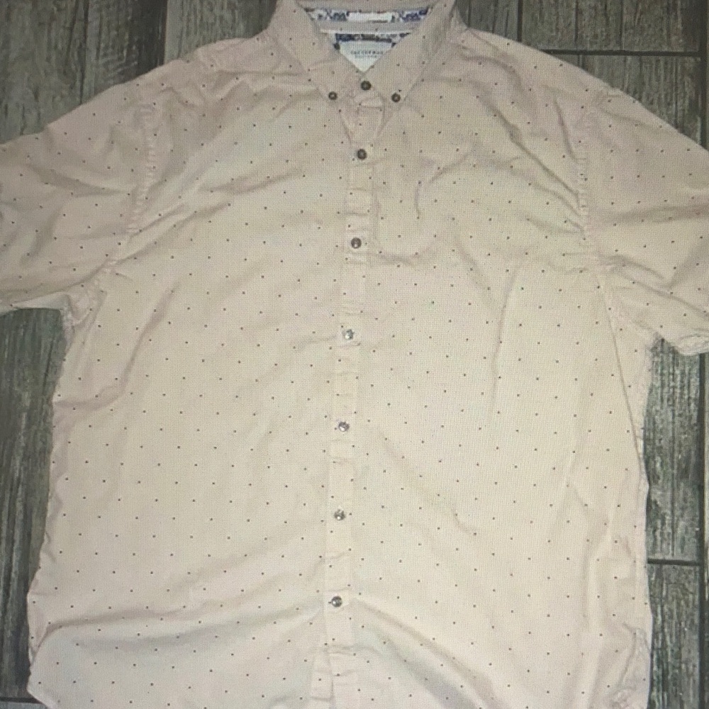 Men's Beige Button-Up Shirt